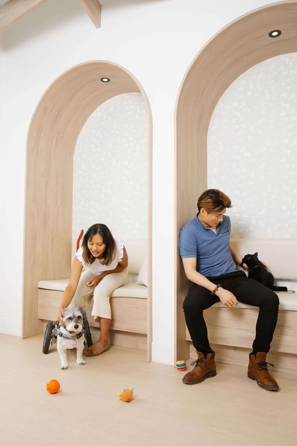 Members with their pets in the lounge area